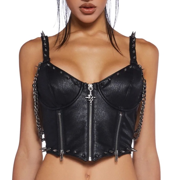 Darker wave downbeat spiked corset top - Picture 1 of 5